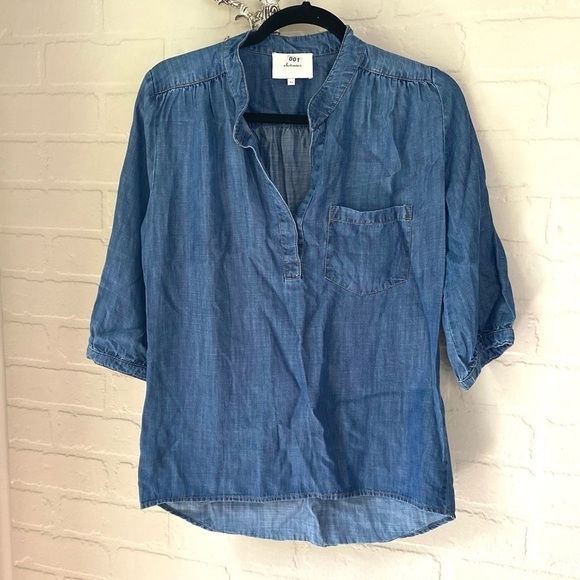 Anthropologie Elevenses shirt chambray tencel‎ top xs - Picture 2 of 7